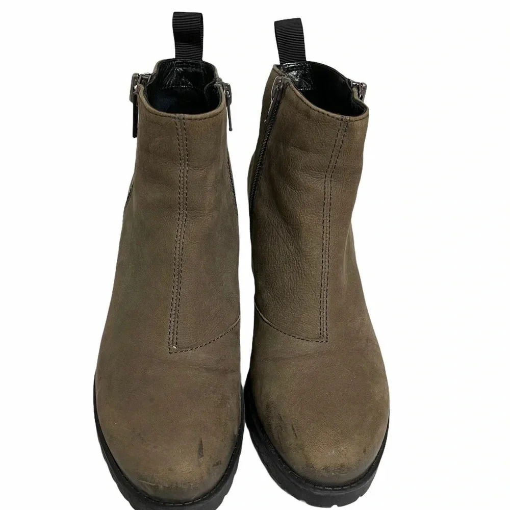 Vagabond Taupe Distressed Motor Heeled Ankle Boots - Picture 3 of 10